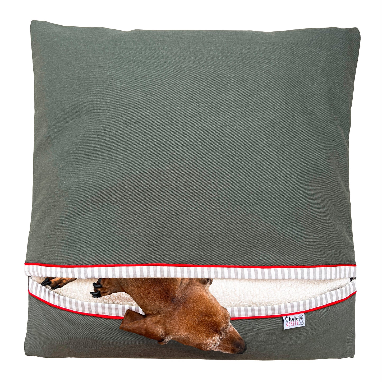 Saco de dormir mascota térmico lona verde marcial 74x70 cms
